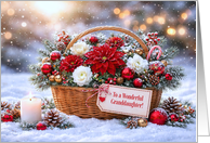 Granddaughter Christmas Holidays Pretty Basket Flowers Snow card