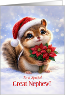 Grandnephew or Great Nephew Cute Christmas Chipmunk Snow Custom card