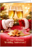 Happy Christmas Wedding Anniversary with Champagne Cookies Custom