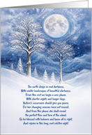 Winter Solstice Yule Trees in the Snow Moonlight Peace and Poem card