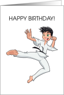 Cartoon Karate Boy Birthday card