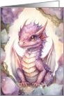 Cute Pink Baby Birthday Dragon in A Crystal Cave card