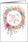 Birthday Flower Bouquet Circle card