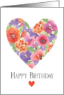 Birthday Heart of Flowers card