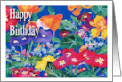 Birthday Garden Flowers Bright Watercolor card