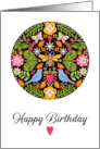 Birthday Bee and Birds Circle with Butterflies and Flowers card