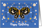 Birthday Folk Art Butterfly with Moon and Stars card