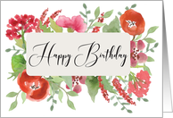 Garden Bouquet Red Flowers Birthday card