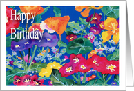 Birthday Garden Flowers Bright Watercolor card