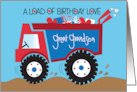 Birthday for Great Grandson with Load of Love Red and Blue Dump Truck card