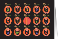 Happy Halloween Orange Pumpkins with Smiling Jack O Lanterns card