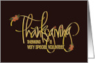 Hand Lettered Thanksgiving for Volunteer Floral and Leaf Decorations card