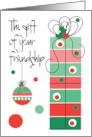 Hand Lettered Christmas for Friend Gift of Your Friendship Tall Gift card
