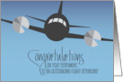 Hand Lettered Retirement Congratulations Flight Attendant and Airplane card