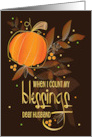 Hand Lettered Thanksgiving for Husband Blessings Leaves & Pumpkin card