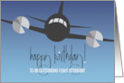 Hand Lettered Birthday for Flight Attendant with Angled Plane in Gray card