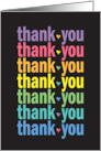 Thank You with Repeating Pattern of Rainbow Colors and Heart Accents card