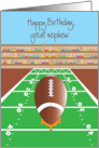 Hand Lettered Birthday for Great Nephew with Football with Goalpost card