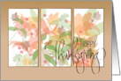 Hand Lettered Happy Thanksgiving Trio of Colorful Fall Leaf Panels card