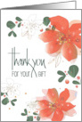 Hand Lettered Christmas Poinsettia Thank You for Your Christmas Gift card