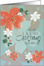 Hand Lettered Christmas For All of You with Red and White Poinsettias card