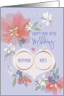Hand Lettered Floral Wedding for Nephew and Wife Two Wedding Rings card