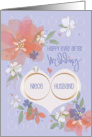 Hand Lettered Floral Wedding for Niece and Husband Two Wedding Rings card