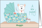 New Pet Puppy Congratulations Dog in Bassinette with Custom Name card