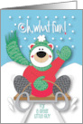 Hand Lettered Christmas for Great Little Guy Oh What Fun Bear Sledding card