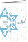 Hand Lettered Floral Hanukkah Star of David Hanukkah Blessings to You card