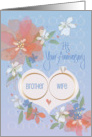 Hand Lettered Floral Wedding Anniversary Brother and Wife with Rings card