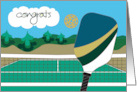 Hand Lettered Congratulations for Pickleball Game with Racquet & Ball card