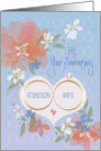Hand Lettered Anniversary for Grandson and Wife Flowers and Rings card
