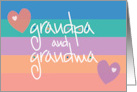 Hand Lettered Rainbow Striped Grandpa and Grandma Grandparents Day card