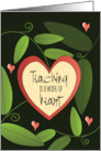 Hand Lettered Apple Teacher Thank You Teaching is a Work of Heart card