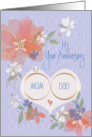 Hand Lettered Anniversary for Mom and Dad with Flowers and Rings card