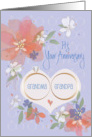 Hand Lettered Anniversary for Grandma and Grandpa Flowers and Rings card