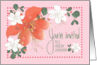 Hand Lettered Invitation to Holiday Luncheon Poinsettias and Patterns card