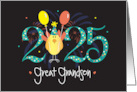 Hand Lettered New Year 2025 for Great Grandson with Bird and Balloons card