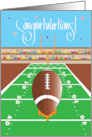 Hand Lettered Congratulations to Football Kicker in Football Stadium card
