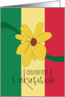 Hand Lettered Bright Colored Ethiopian Eukutatash Flower with Stripes card