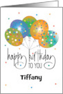 Hand Lettered Birthday with Polka Dot Balloons and Custom Name card