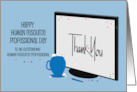 Hand Lettered HR Human Resource Professional Day Monitor and Cup card