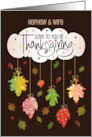 Hand Lettered Thanksgiving Nephew and Wife with Bright Fall Leaves card