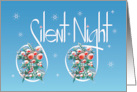Hand Lettered Silent Night Frosted Holly and Red Berries in Lettering card