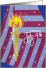 Hand Lettered Statue of Liberty Torch with Patriotic American Flag card
