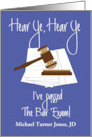 Announcement for Passing Bar Exam Mallet and Gavel and Custom Name card