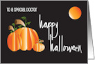 Hand Lettered Halloween For Special Doctor Pumpkins and Full Moon card