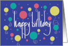 Hand Lettered Birthday Away at College Student Bright Colored Balloons card