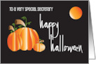 Hand Lettered Halloween for Secretary Pumpkins and Round Full Moon card